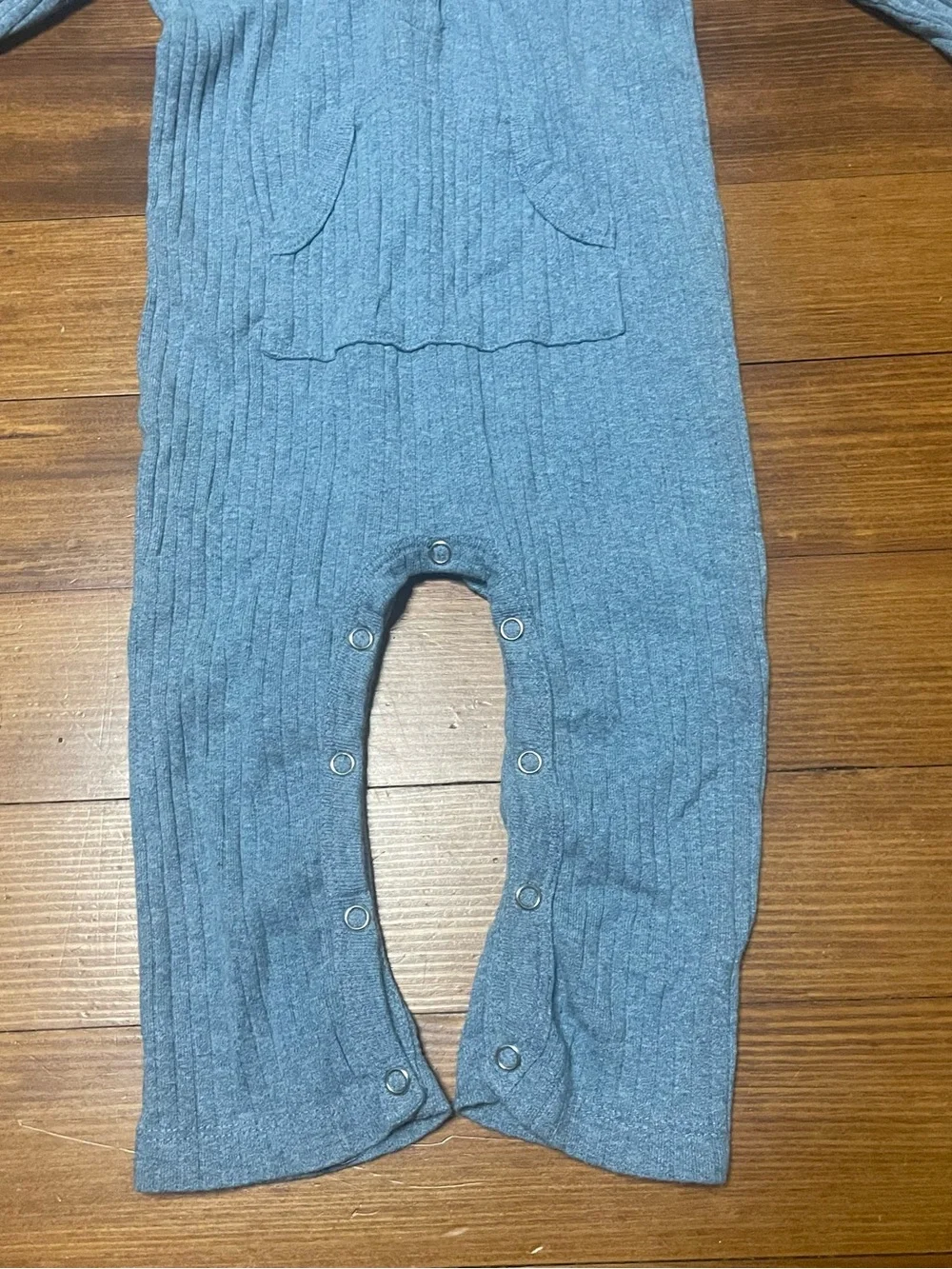 kate quinn Light Blue Ribbed Hooded Footie with Bear Ears Size 18-24 Months